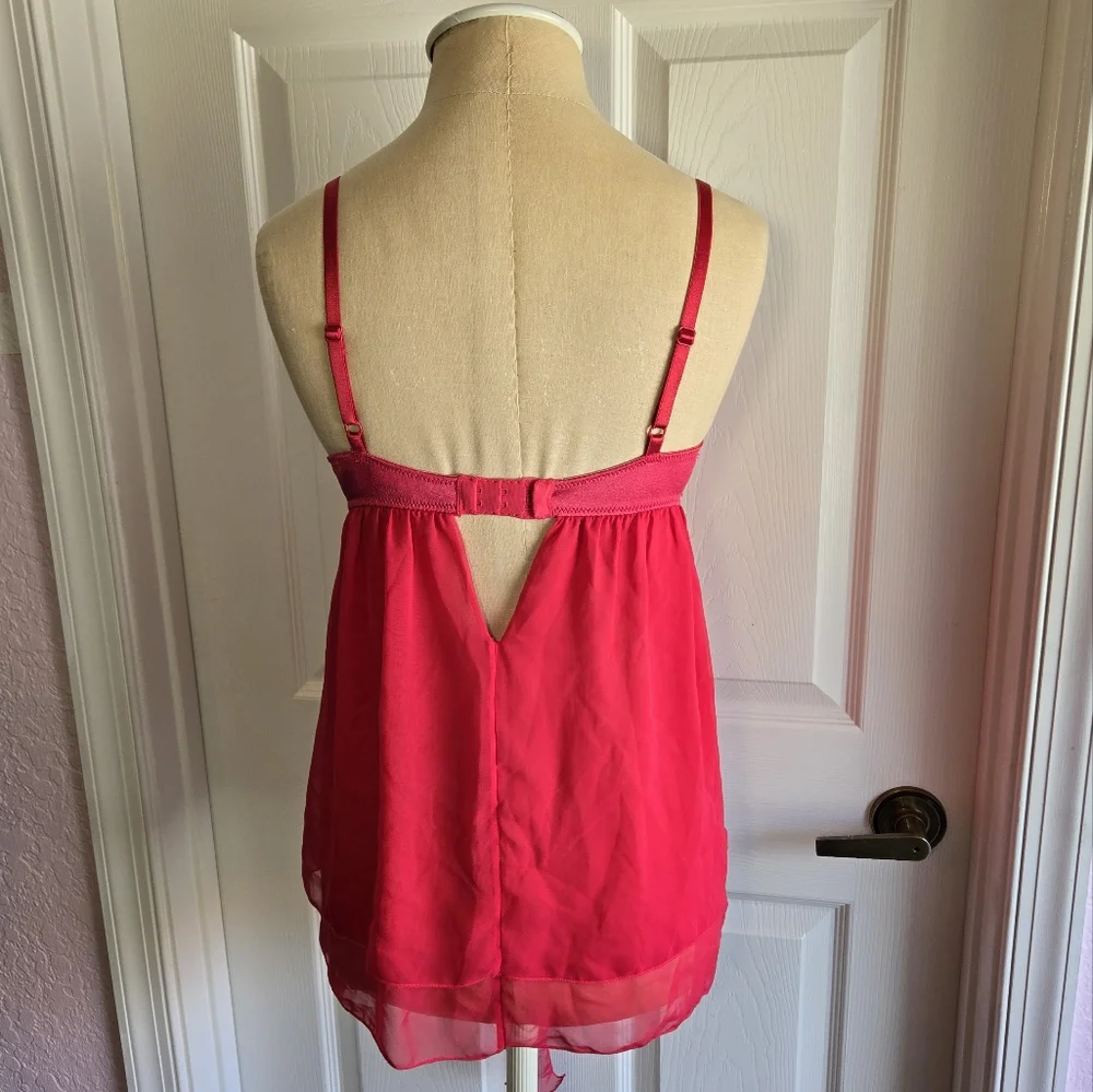 Vintage Victoria’s Secret Bow Front Red Babydoll Top Size 34B Camisole Feminine‎